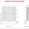 Schemat przedstawiający wymiary montażowe przedmiotu, z widokiem z tyłu oraz z boku, zawierający oznaczenia takie jak A, B1, B2, S, G i W oraz odpowiednie wymiary w milimetrach.